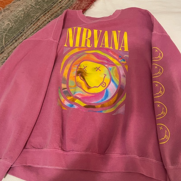 Sweaters - Pink nirvana oversized crew neck